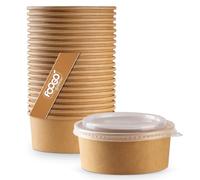 FOOGO Green 100Pcs 750ml 26oz Kraft Salad Bowls with Lids