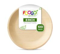 FOOGO Green 100pcs Disposable Palm Leaf Plates, 8"(20cm) Medium Round, Eco Friendly Biodegradable Compostable Like Wooden, Bamboo, Paper Plates for Hot Food, Picnic Wedding Parties