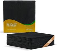 FOOGO Green 100pcs Elegant Black Paper Napkins, 2 Ply Strong Serviettes