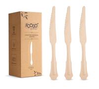 FOOGO Green 100pcs Elegant Disposable Wooden Knives, FSC® Certified, 100x Knives, 20cm, Biodegradable Eco Friendly Cutlery Set, Ideal for Weddings, Bamboo, Alternative to Plastic