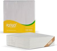 FOOGO Green 100pcs Elegant White Paper Napkins, 2 Ply Strong Paper