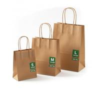 FOOGO Green 100Pcs Large 32cm Kraft Paper Bags with Handles
