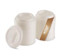 FOOGO Green 100pcs Lids for 8oz Paper Coffee Cups, 80mm Diameter, Leak-Proof and Secure Fit, Designed for Hot and Cold Beverages, Ideal for Takeaway, Office, and Events