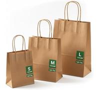 FOOGO Green 100Pcs Medium 27cm Kraft Paper Bags with Handles