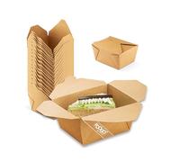FOOGO Green 100pcs Small Kraft Food Boxes 800ml (28oz), FSC® Certified, 13x10.5x6.5cm, Disposable Cardboard Deli Containers, Eco-Friendly Takeaway Boxes for Meals, Biodegradable Food Containers