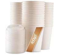 FOOGO Green 2000pcs 10oz Disposable Strong Single-Wall White Paper Coffee Cups with Secure Lids, FSC® Certified, Takeaway, Paper Cups for Hot Drinks, Parties, Eco-Friendly
