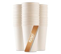 FOOGO Green 2000pcs 16oz Disposable Strong Single-Wall White Paper Coffee Cups, FSC® Certified, Fully Compostable, Takeaway, Paper Cups for Hot Drinks, Parties, Eco-Friendly