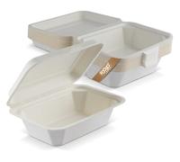 FOOGO Green 200pcs Eco-Friendly Clamshell Takeaway Boxes, 7x5 inch, 21oz / 600ml, Made from Natural Sugarcane Pulp, Disposable Food Container, Biodegradable Home Compostable Sugarcane Bagasse