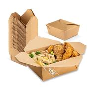 FOOGO Green 200pcs Medium Kraft Food Boxes 1400ml (50oz), FSC® Certified, 16.8x13.5x6.5cm, Disposable Cardboard Deli Containers, Eco-Friendly Takeaway Boxes for Meals, Biodegradable Food Containers
