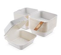 FOOGO Green 200pcs Takeaway Burger Boxes, 6inch 17oz / 480ml, Made from Natural Sugarcane Pulp, Eco-Friendly Clamshells, Disposable Food Containers, Compostable Biodegradable, Sugarcane bagasse