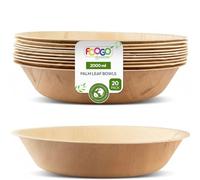 FOOGO Green 20pcsDisposable Palm Leaf Serving Bowls, 12"(30cm), 67.6oz (2000ml), Deep Round, Biodegradable Compostable, for Salad, Wedding Party, Like Wooden, Bamboo and Paper Bowls