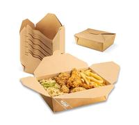 FOOGO Green 500pcs Large Kraft Food Boxes 2000ml (70oz), FSC® Certified, 21.5x15.8x6.5cm, Disposable Cardboard Deli Containers, Eco-Friendly Takeaway Boxes for Meals, Biodegradable Food Containers