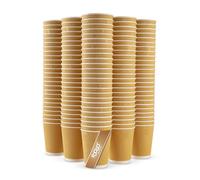 FOOGO Green 50pcs 8oz Disposable Strong Triple-Wall Brown Paper Coffee Cups, FSC® Certified, Fully Compostable, for Hot Drinks, Heat-Resistant Ripple Design, Takeaway Coffee Cups, Party