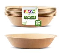 FOOGO Green 50pcsDisposable Palm Leaf Serving Bowls, 12"(30cm), 67.6oz (2000ml), Deep Round, Biodegradable Compostable, for Salad, Wedding Party, Like Wooden, Bamboo and Paper Bowls
