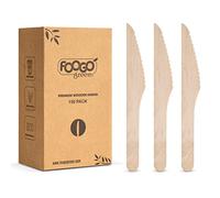 FOOGO Green 600pcs Disposable Wooden Knives, FSC® Certified, 16cm, Biodegradable Compostable, Eco Friendly Knives, Ideal for Wedding Picnic Party Catering, Like Bamboo Cutlery Set