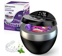 FOOGO Green Ultrasonic Retainer Cleaner 200 ml for Mouthguards Aligners Dental Apparatus Night Protectors and Dental Appliances with 4 Modes Jewelry Cleaner 45