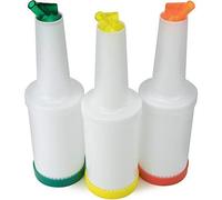FoOhy 3-pack of Colorful Juice Pouring Spout Bottle Containers Mix, Pour, Store, Plastic Barware by (Yellow/Orange/Green)
