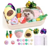fooind Hedgehog Accessories, Dig-Box Tray for Hedgehog Cage with Ball Toy, Small Animal Accessories Funny Dig-Box Tray Toys for Hedgehogs, Ball Bell Toy for Ferret Kitten Cat Hamster