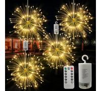 FOOING Firework Lights with 8 Modes: Hanging Starburst Lights 120 LEDs 4 Packs Dimmable | Waterproof Fairy String Lights with Remote | for Garden Outdoor Indoor Yard Lawn Party Patio Decor
