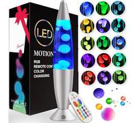 FOOING Liquid Motion Lamp, 17 Color Changing Night Light with Remote Control, 16" Nighlight Home Decor Mood Lighting for Bedroom Office, Relaxing Table Lamp for Kids Adults Gifts-Silver