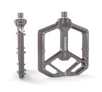 FOOKER Mountain Bike Pedals,Non-Slip Bicycle Flat Pedals Aluminum 9/16",MTB Pedals Wide Platform Pedals for Mountain Bike, BMX, Road Bike Pedals (Titanium)