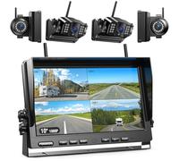 Fookoo 1080P 10" Magnetic Wireless Backup Camera 10" HD Split Screen Monitor,Rechargeable 2 Side View 2 Rear View Cameras,Low Consumption 1-Min DIY Install No Drilling for RV Trailer Truck DCX104