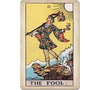 Fool Tarot Card Poster Retro Poster Metal Wall Art A Living Room Bedroom Secret Base Wall Decoration Durable Aluminum 8 X 12 Inches