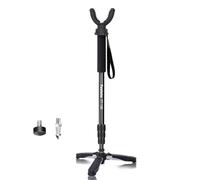Fooletu Shooting Stick Monopod Hunting Tripod 24"-64" with Removable 360° Rotating U Yoke Head for Rifle Tripod with Tri-Stand Tripods Base, Rifle Stick Gun Tripod for Hunting Shooting（FT-160）