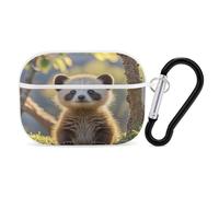 Foolish Cute Animal Earbuds Organizer Shockproof Protective Airpods Pro Cover with Carabiner Clip Anti Fall Carrying Earphone Case Cover for Airpods Pro 2nd Generation White