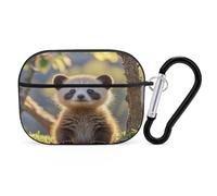 Foolish Cute Animal Earbuds Organizer Shockproof Protective Airpods Pro Cover with Carabiner Clip Anti Fall Carrying Earphone Case Cover for Airpods Pro 2nd Generation Black
