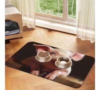 Foolish Cute Animal Pet Feeding Mat 30x45cm, Absorbent Dog Mat for Food and Water Bowl, PU Leather Cat Food Mat Waterproof Dog Bowl Mats Quick Dry Pet Placemats-No Stains