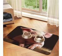 Foolish Cute Animal Pet Feeding Mat Absorbent Pu Leather Dog Cat Food Mats Contain Spills Protects Floors, Anti-Slip Dog Bowl Mats Easy Clean Pet Placemats 40x60cm
