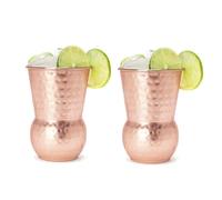 FOOLS ALIBAI Indian Stainless Steel Copper Cups for Drinking - Set of 2 Hammered Tumbler Moscow Mule Mugs 380ML/13oz for Mule Cocktail Beverages