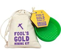 Fool's Gold Mining Kit - Real Fool's Gold Pyrite, Hidden Treasure Coins & Sand Mining Dig Bag - Includes Sifter and Canvas Treasure Bag - 1 lb Treasure Hunt Excavation Set
