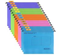 Foolscap Suspension Files,BOENFU 15 Pack Polypropylene for Suspension Files Filing Cabinets with Tabs,Card Inserts for School Home Office (15 Pack,5 Colors)(No Markers)