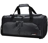 foolsGold Gym Duffle Bag with Shoe Compartment - Large Sports Holdall with Multiple Pockets, Fully Lined Interior, Durable 600D Polyester, Padded Strap & Base Pads - Grey