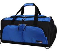 foolsGold Gym Duffle Bag with Shoe Compartment - Large Sports Holdall with Multiple Pockets, Fully Lined Interior, Durable 600D Polyester, Padded Strap & Base Pads - Blue