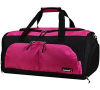 foolsGold Gym Duffle Bag with Shoe Compartment - Large Sports Holdall with Multiple Pockets, Fully Lined Interior, Durable 600D Polyester, Padded Strap & Base Pads - Pink