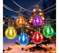 FOOMAN 82FT/25M Mains Powered Colour G40 Festoon String Lights IP65 Garden | Waterproof Garden Lights 33+2 LED Bulbs Energy Saving Shatterproof, String Lights 6 Color Decoration for Xmas Patio Party