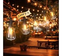 FOOMAN Outdoor String Lights Dimmable Waterproof LED | Plastic Bulbs, Shatterproof Bulbs, Connectable Design, Patio & Bistro Use
