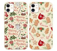 Foonary 2 Pack Christmas Candy Red Motifs Phone Case foriPhone 11 6.1",with Xmas Cookies Aesthetics Pattern,Soft Silicone Shockproof Bumper Protector Cover for iPhone 11,for Women and Girls