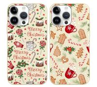 Foonary 2 Pack Christmas Candy Red Motifs Phone Case foriPhone 14 Pro Max 6.7",with Xmas Cookies Aesthetics Pattern,Silicone Shockproof Bumper Protector Cover for iPhone 14 Pro Max,for Women and Girls