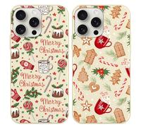 Foonary 2 Pack Christmas Candy Red Motifs Phone Case foriPhone 15 Pro Max 6.7",with Xmas Cookies Aesthetics Pattern,Silicone Shockproof Bumper Protector Cover for iPhone 15 Pro Max,for Women and Girls