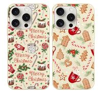 Foonary 2 Pack Christmas Candy Red Motifs Phone Case foriPhone 15Pro 6.1",with Xmas Cookies Aesthetics Pattern,Soft Silicone Shockproof Bumper Protector Cover for iPhone 15Pro,for Women and Girls