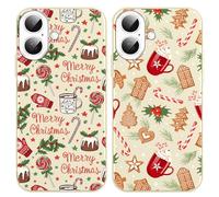 Foonary 2 Pack Christmas Candy Red Motifs Phone Case foriPhone 16 6.1",with Xmas Cookies Aesthetics Pattern,Soft Silicone Shockproof Bumper Protector Cover for iPhone 16,for Women and Girls