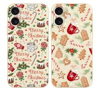 Foonary 2 Pack Christmas Candy Red Motifs Phone Case foriPhone 17 6.3",with Xmas Cookies Aesthetics Pattern,Soft Silicone Shockproof Bumper Protector Cover for iPhone 17,for Women and Girls
