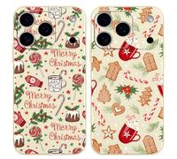 Foonary 2 Pack Christmas Candy Red Motifs Phone Case foriPhone 17 Pro 6.3",with Xmas Cookies Aesthetics Pattern,Soft Silicone Shockproof Bumper Protector Cover for iPhone 17 Pro,for Women and Girls