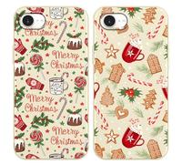 Foonary 2 Pack Christmas Candy Red Motifs Phone Case foriPhone SE4 6.1",with Xmas Cookies Aesthetics Pattern,Soft Silicone Shockproof Bumper Protector Cover for iPhone SE4,for Women and Girls