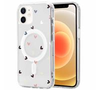 Foonary Magnetic Cover for iPhone 12/iPhone 12 Pro 6.1 inches, Transparent Case Aesthetic Heart Woman Compatible with MagSafe Wireless Charging, Silicone Protective Bumper Case for iPhone 12/12 Pro, 1