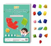 Foonary Pull String 3D Geometry Learning Book, Geometry Set for Primary School with 16 Solid Geometric Models, Teaching Material on Volume and Surface Formulas, Geometric Bodies for Students